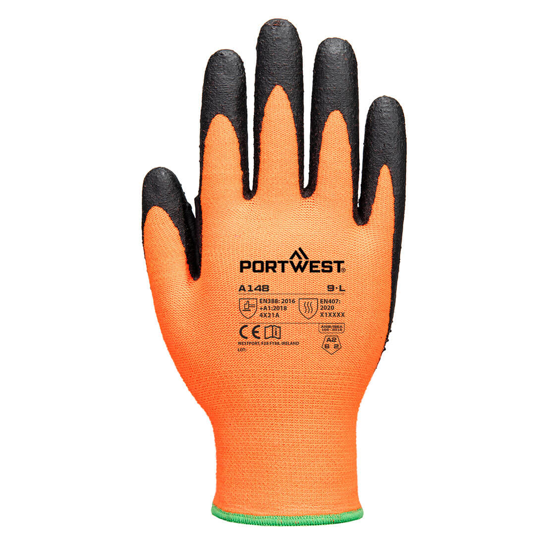 A148 Grip 13 Nitrile High Dotted Glove Orange/Black
