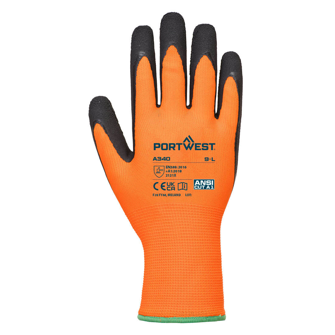 A340 Grip 13 Latex Foam Hi-Vis Glove Orange/Black