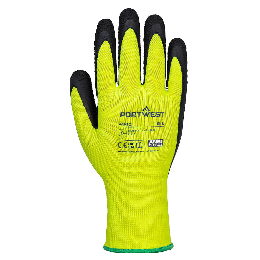 A340 Grip 13 Latex Foam Hi-Vis Glove Yellow
