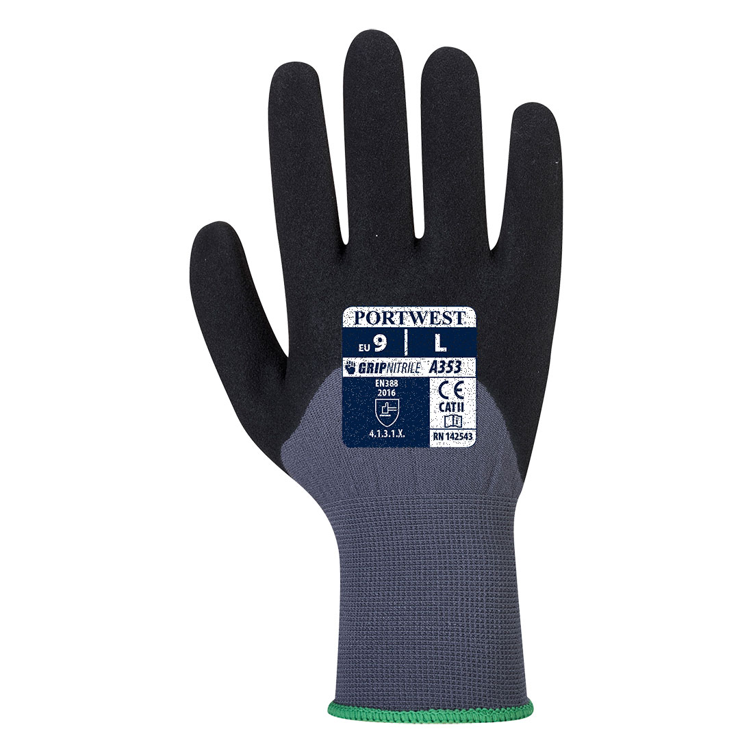 A353 Grip 15 Nitrile Sandy 3/4 Palm Dotted Glove Grey/Black