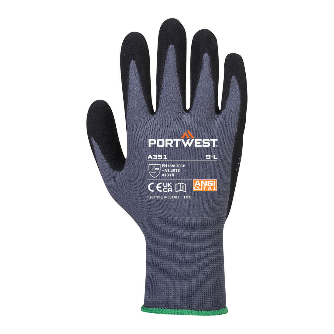 A351 Grip 15 Nitrile Sandy Dotted Glove Grey/Black