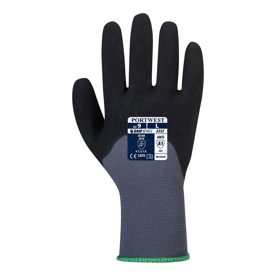 A352 Grip 15 Nitrile Sandy 3/4 Palm Glove Grey/Black