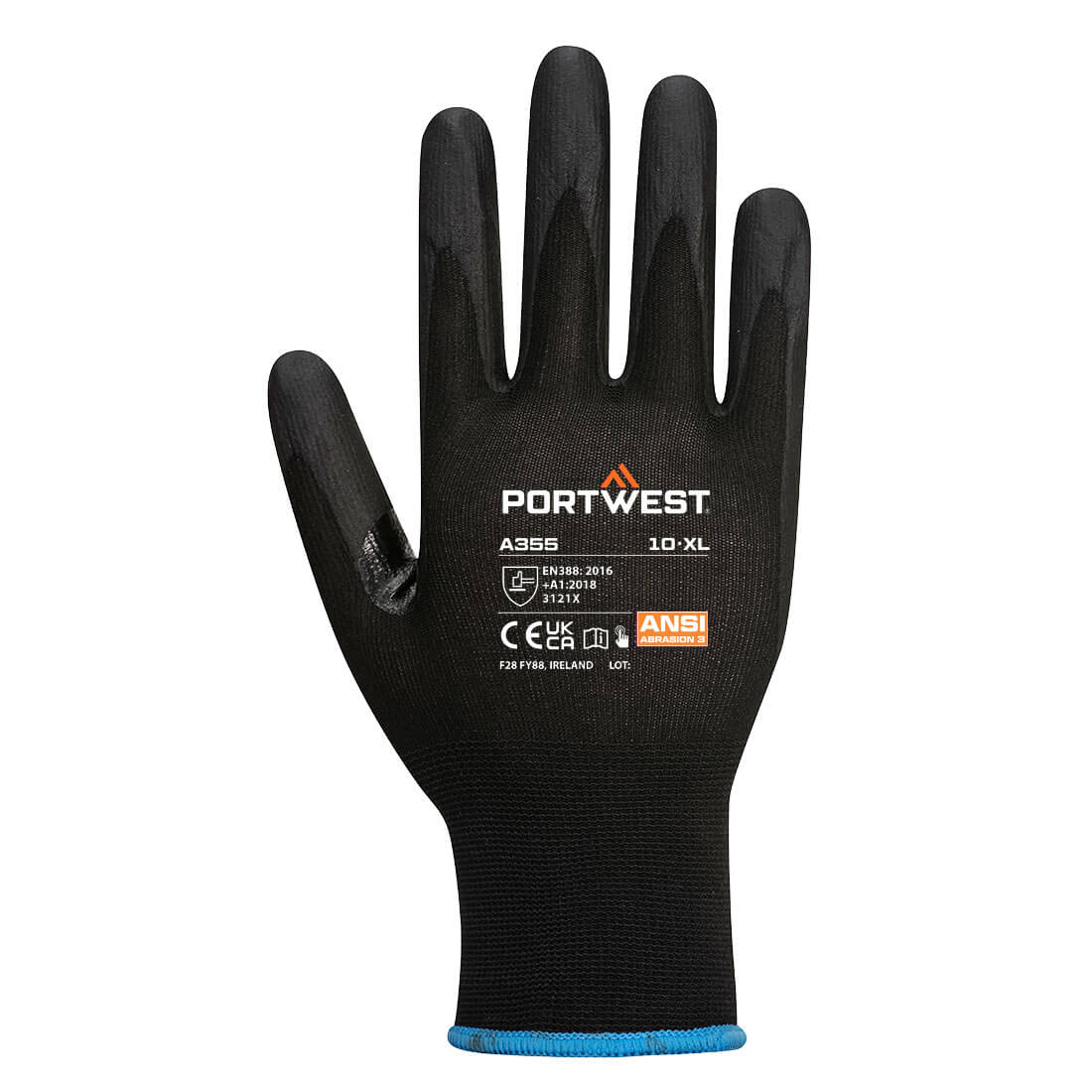 A355 Grip 15 Nitrile Foam Touchscreen Glove Black