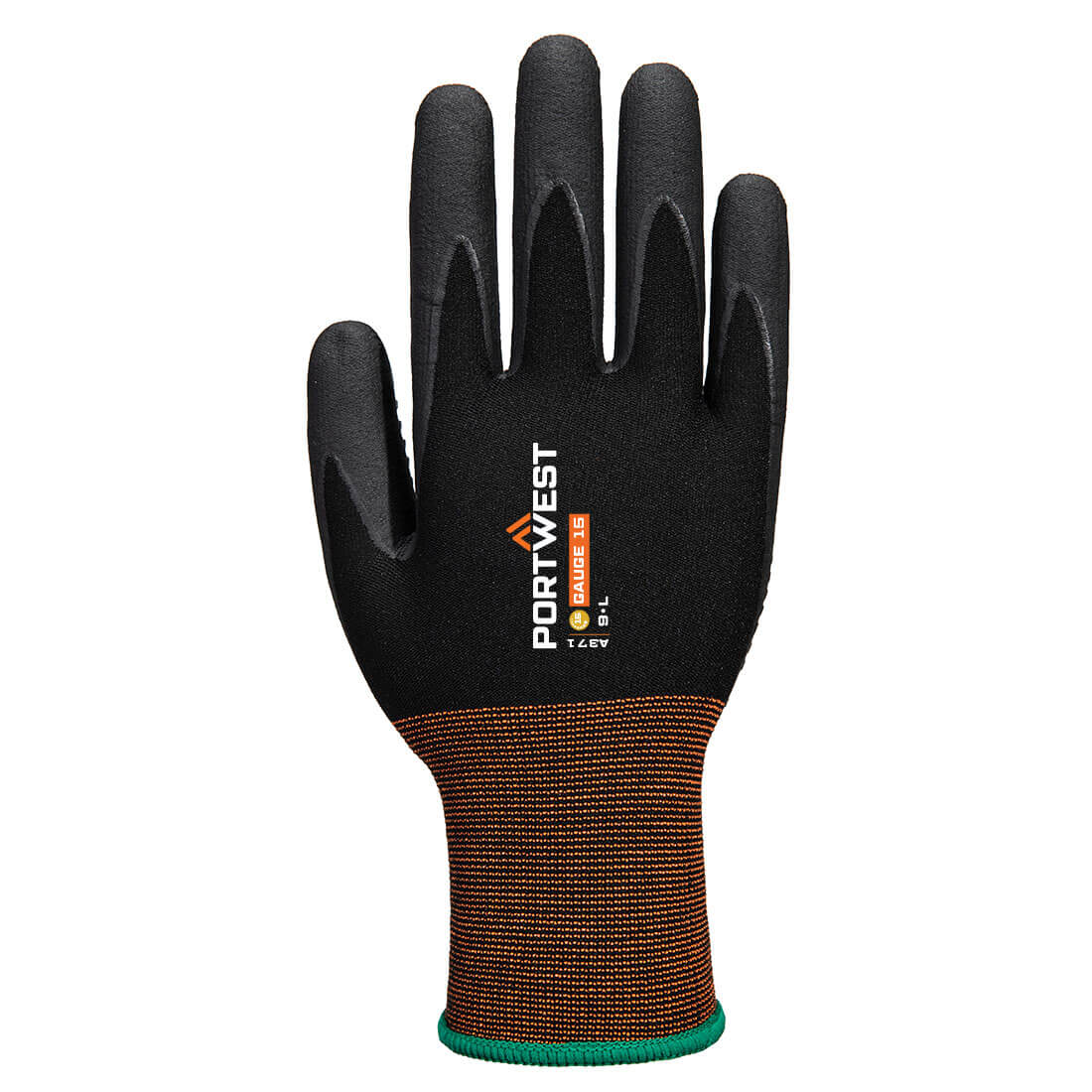 A371 GP Grip 15 Nitrile Micro Foam Dotted Glove Black