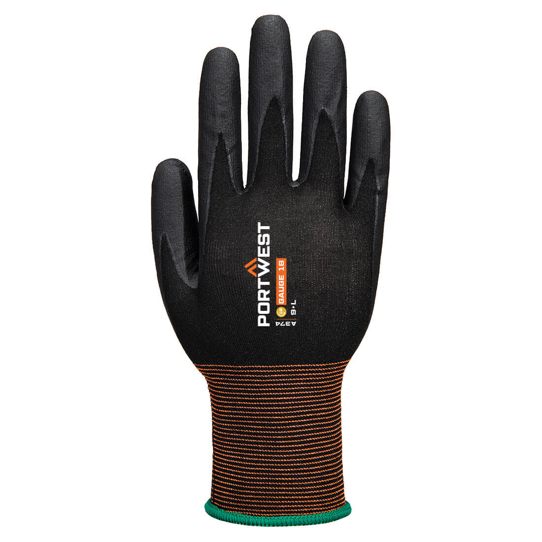 A374 GP Grip 18 Nitrile Micro Foam Glove Black