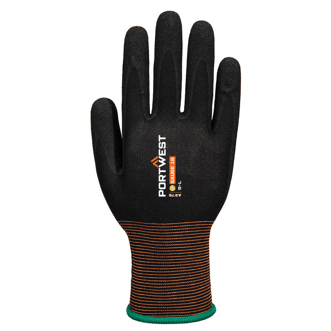 A375 GP Grip 18 Nitrile Smooth/Sandy Glove Black