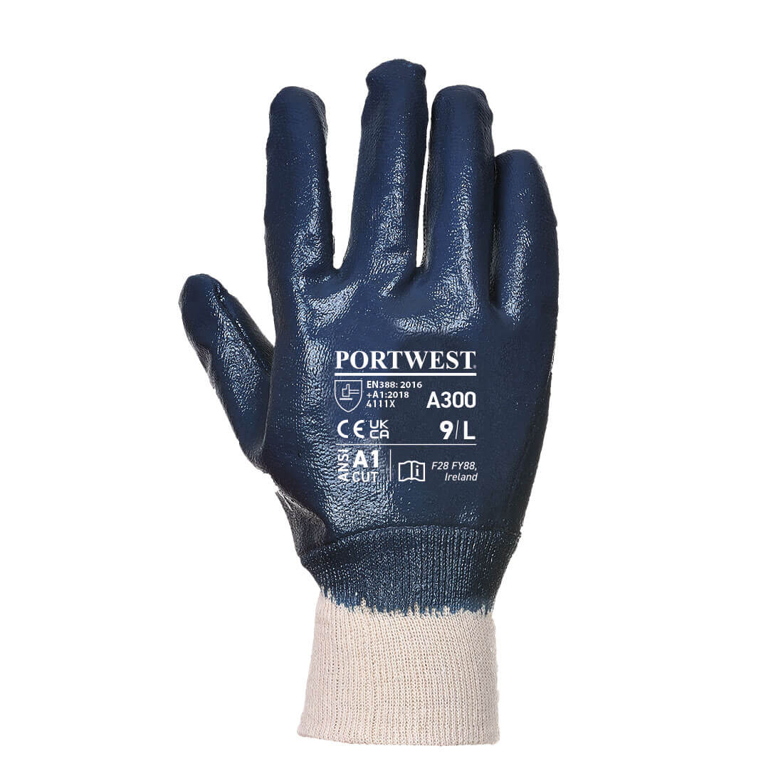 A300 Grip 12 Nitrile Full Dipped Knitwrist Glove Navy