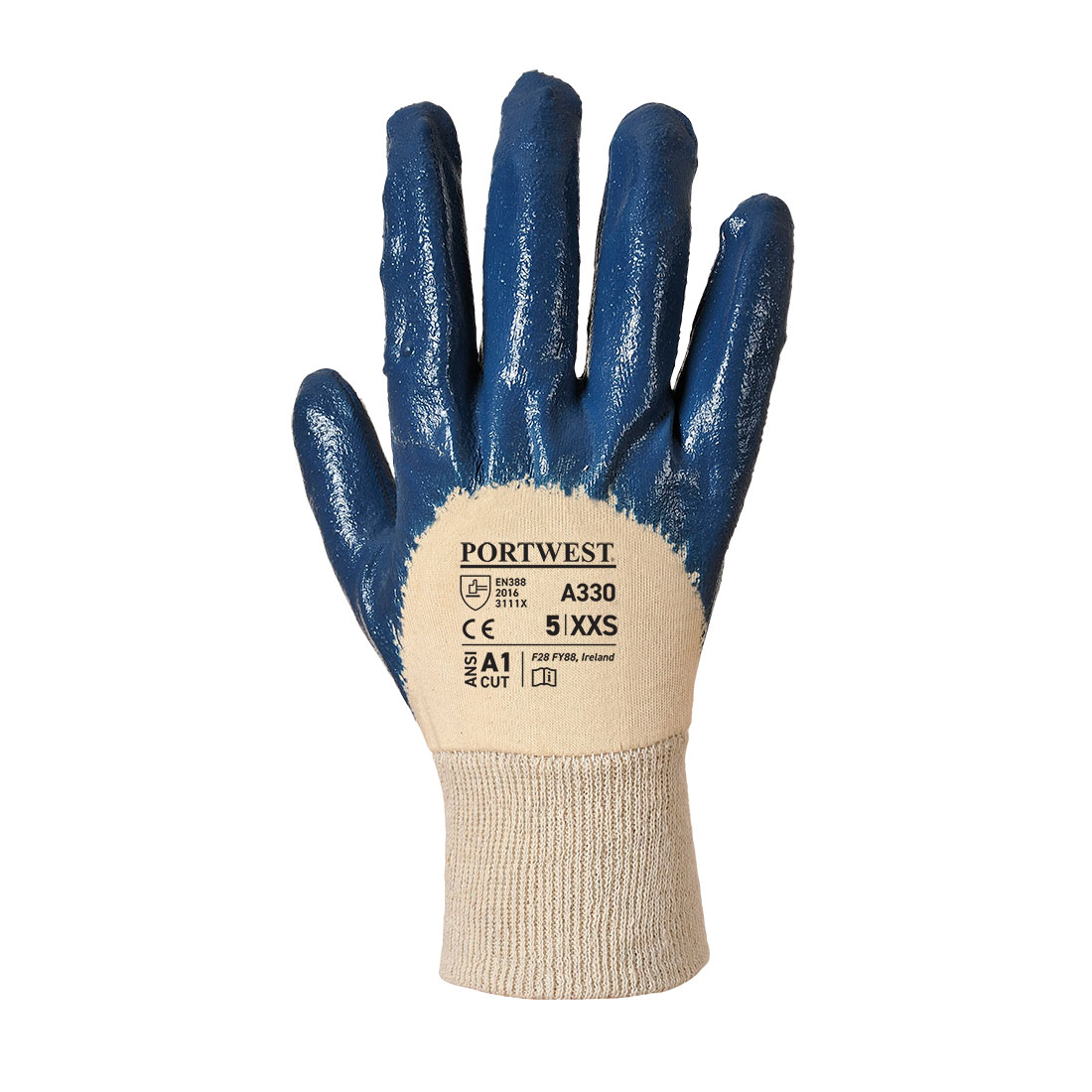 A330 Grip 12 Nitrile Light Knitwrist Glove Navy