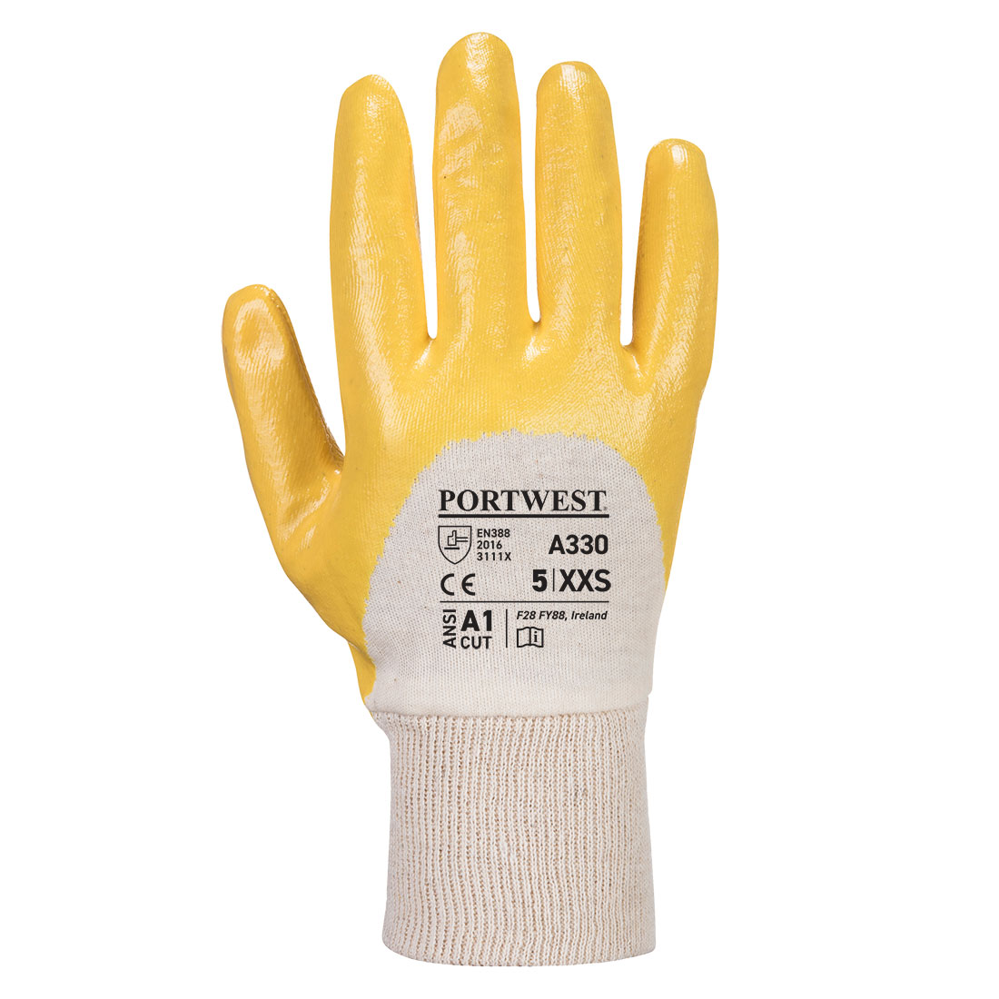 A330 Grip 12 Nitrile Light Knitwrist Glove Yellow