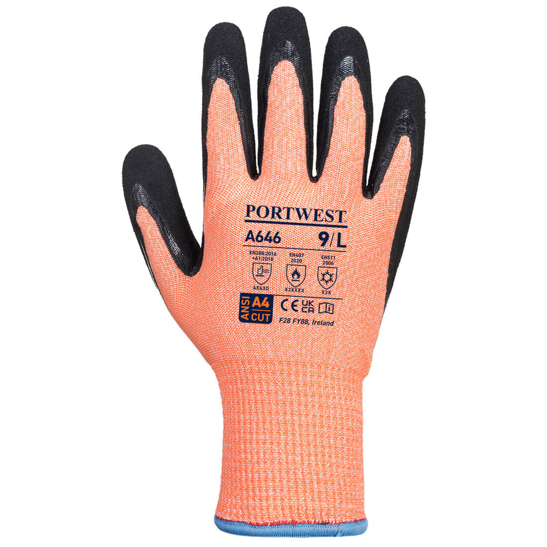 A646 Cut D13 Nitrile Viz-Tex Cold Glove Orange/Black