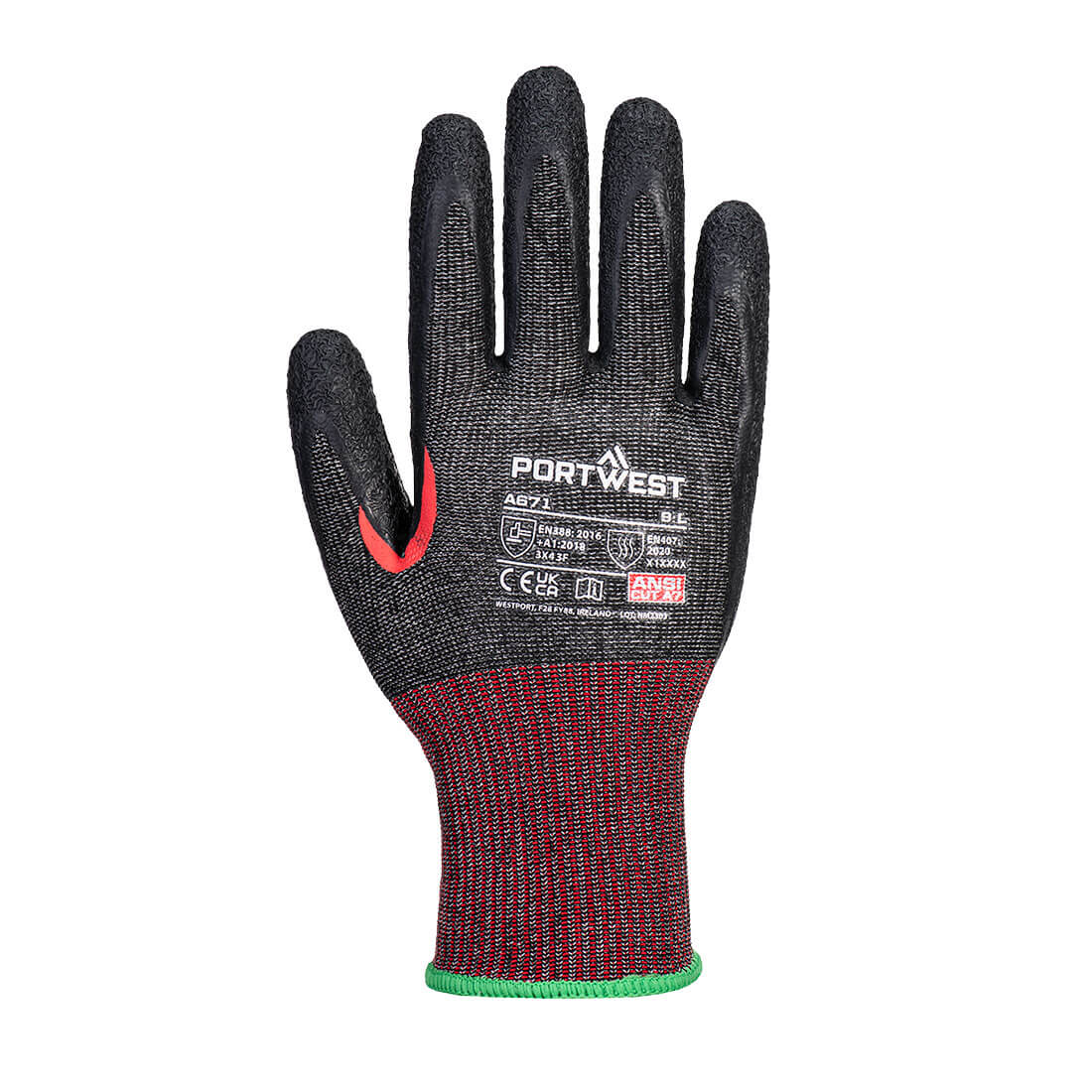 A671 CS Cut F13 Latex Glove Black