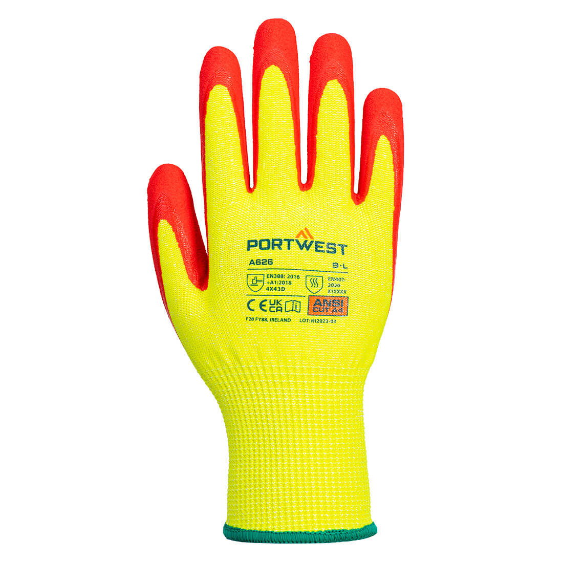 A626 Vis-Tex Cut D13 Nitrile Glove Yellow/Red
