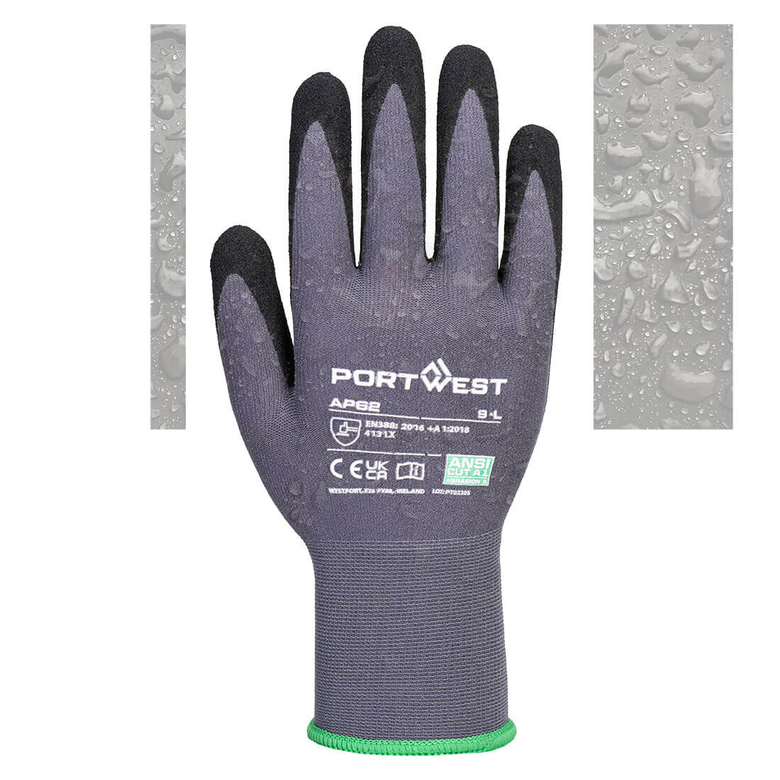 AP62 Grip 15 Nitrile Sandy Aqua Glove Grey/Black