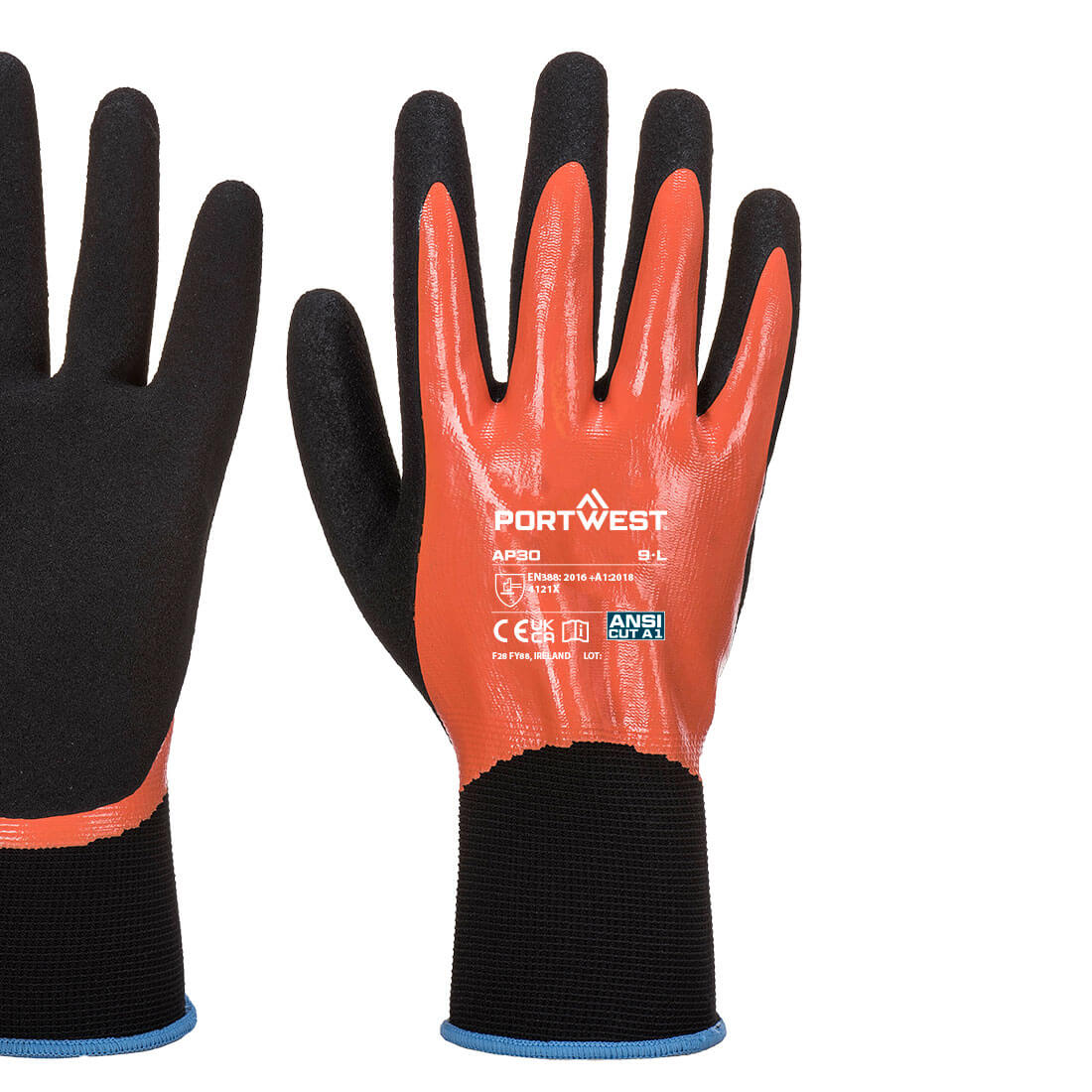 AP30 Grip 13 Nitrile Foam Aqua Glove Orange/Black