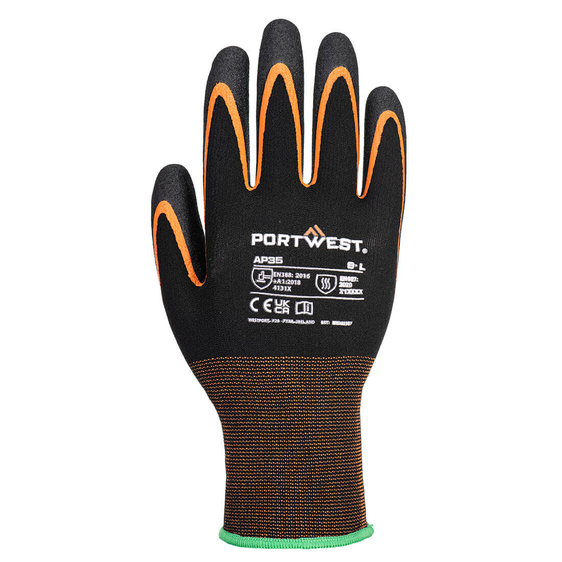AP35 Grip 15 Nitrile Double Palm Glove Black/Orange