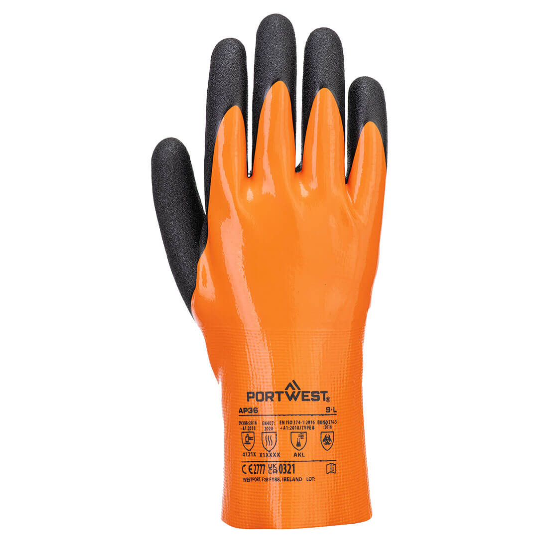 AP36 Grip 15 Nitrile Double Gauntlet Orange/Black