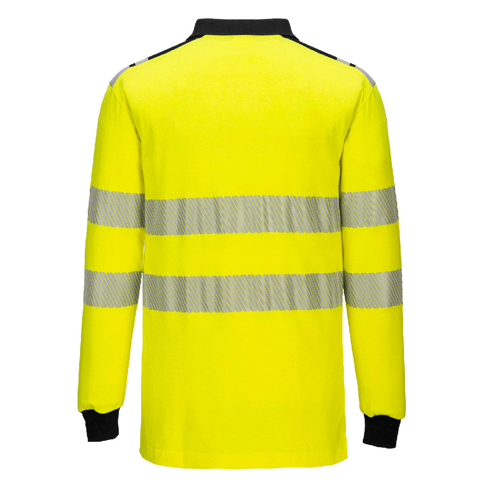 FR702 PW3 Modaflame Knit Hi-Vis FR Long Sleeve Polo Shirt Yellow/Black