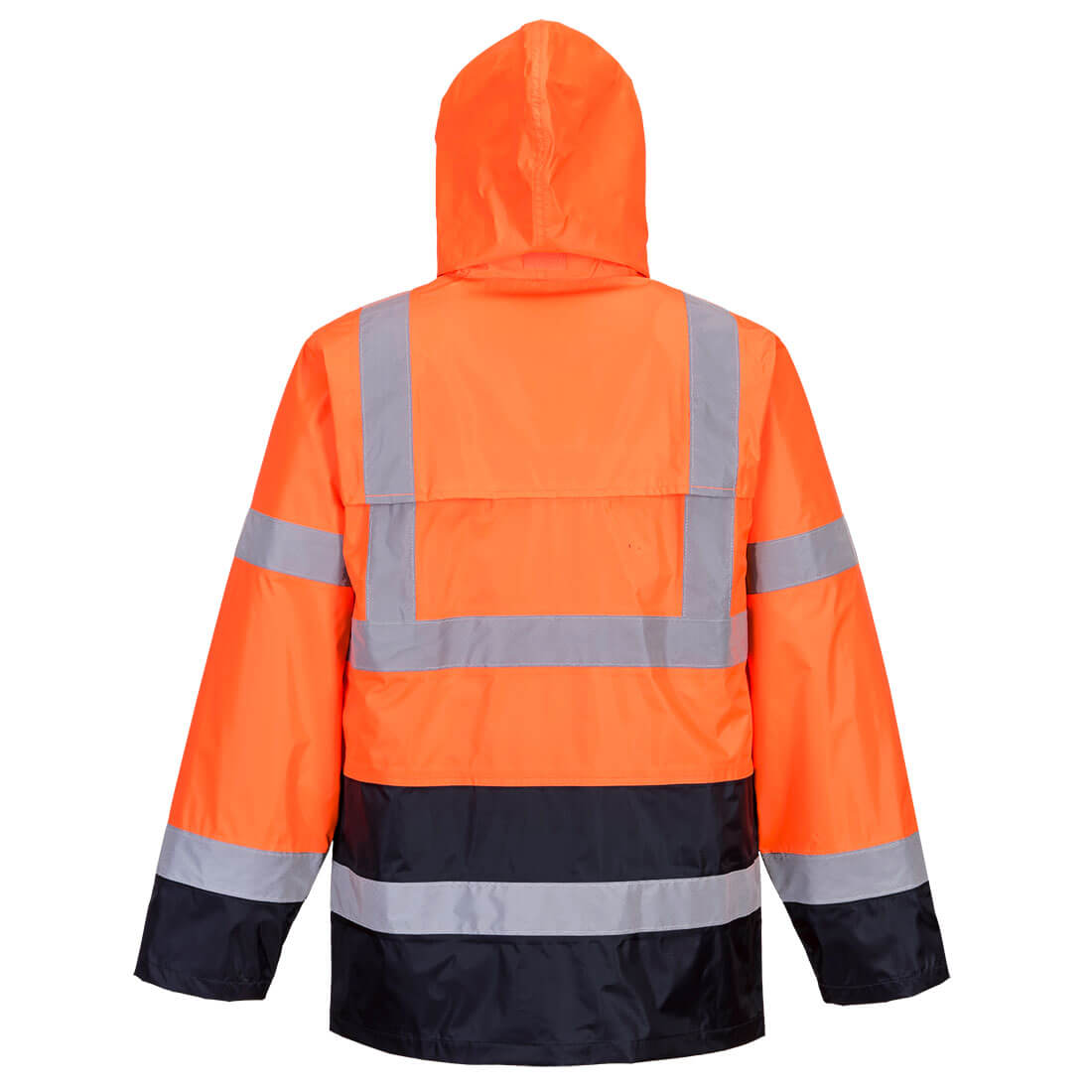 H443 Hi-Vis Contrast Classic Rain Jacket Orange/Navy