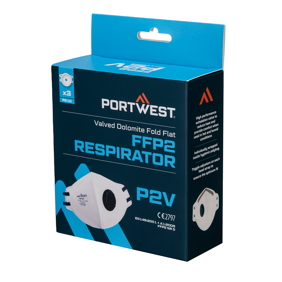 P210 FFP2 Valved Dolomite Fold Flat Respirator (Pk3) White