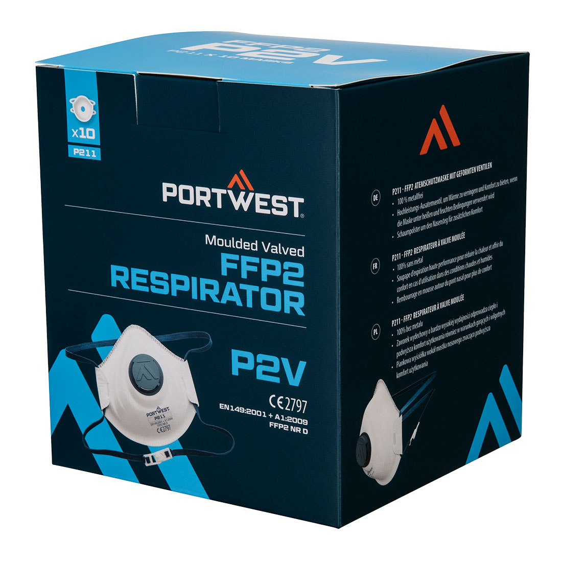 P211 Moulded FFP2 Valved Respirator (Pk10) White