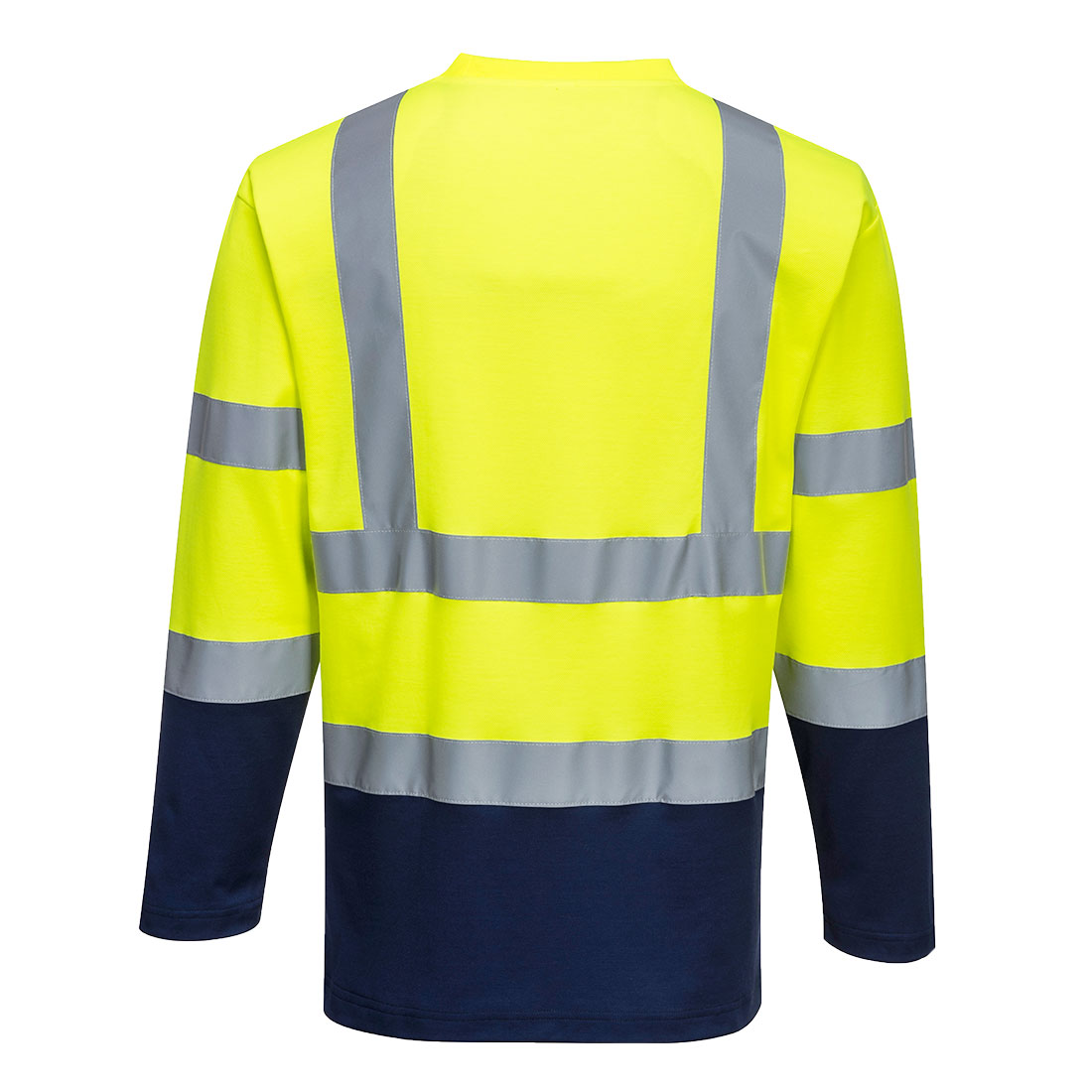 S280 Hi-Vis Cotton Comfort Contrast T-Shirt L/S Yellow/Navy
