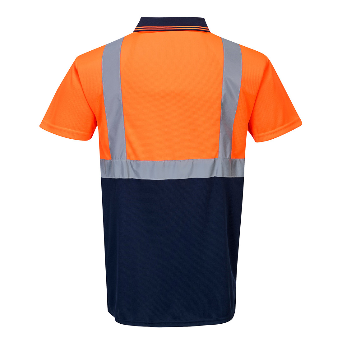 S479 Hi-Vis Contrast Polo Shirt S/S  Orange/Navy
