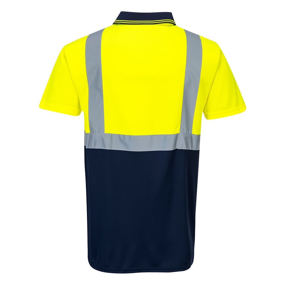 S479 Hi-Vis Contrast Polo Shirt S/S  Yellow/Navy