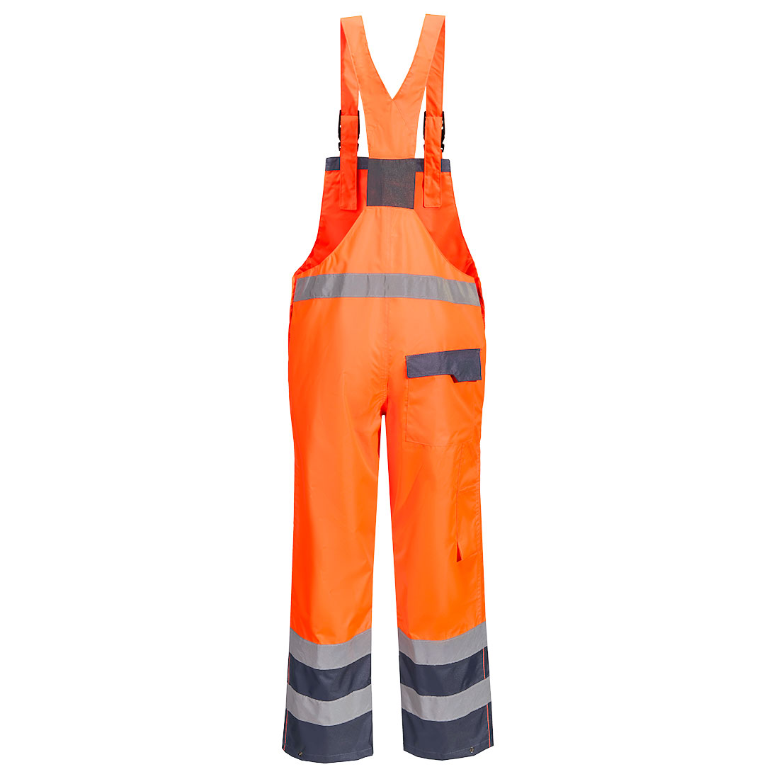S488 Hi-Vis Breathable Contrast Rain Bib and Brace Orange/Navy
