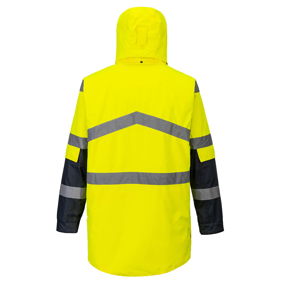 S760 Hi-Vis Breathable Contrast Rain Jacket Yellow/Navy