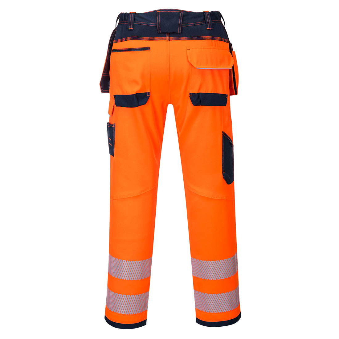 T501 PW3 Hi-Vis Holster Pocket Work Trousers Orange/Navy