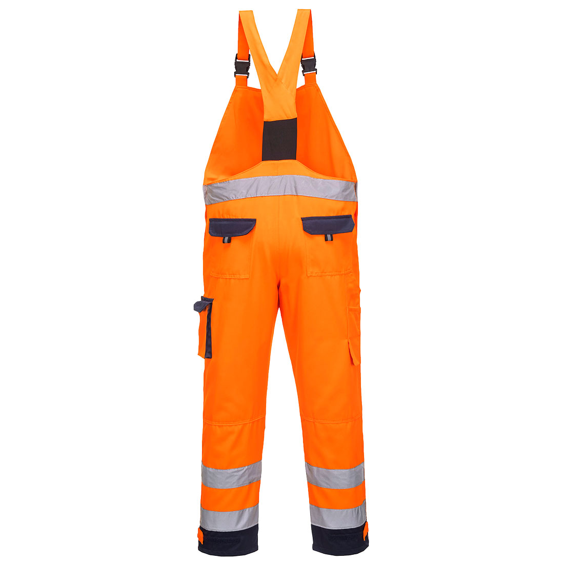 TX52 Dijon Hi-Vis Contrast Work Bib and Brace Orange/Navy