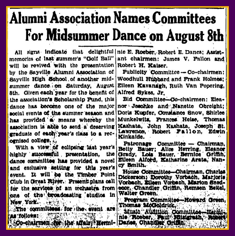 The Sayville Alumni Association is something like a cat with many lives. The Sayville Alumni Association is something like a cat with many lives.