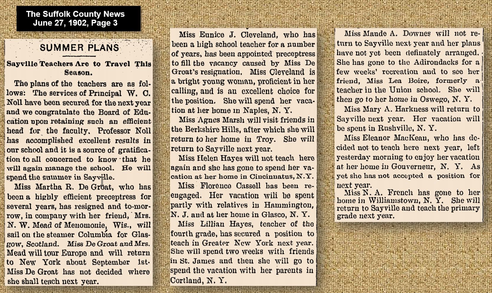 Imagine if you can the world 119 years ago; teachers were comfortable having their addresses and summer destination plans published in the local newspaper. Imagine if you can the world 119 years ago; teachers were comfortable having their addresses and summer destination plans published in the local newspaper.