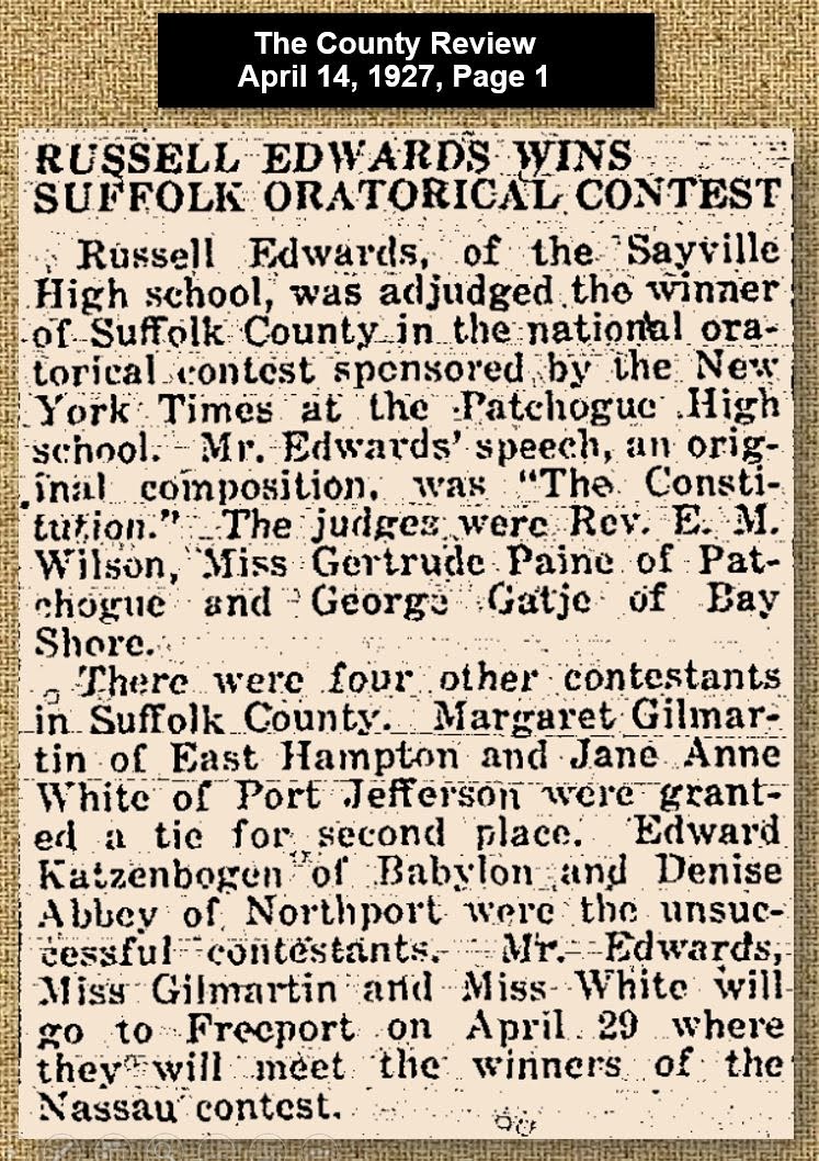 And, the answer to yesterday’s quiz is; James Russell Edwards, Class of 1927. And, the answer to yesterday’s quiz is; James Russell Edwards, Class of 1927.