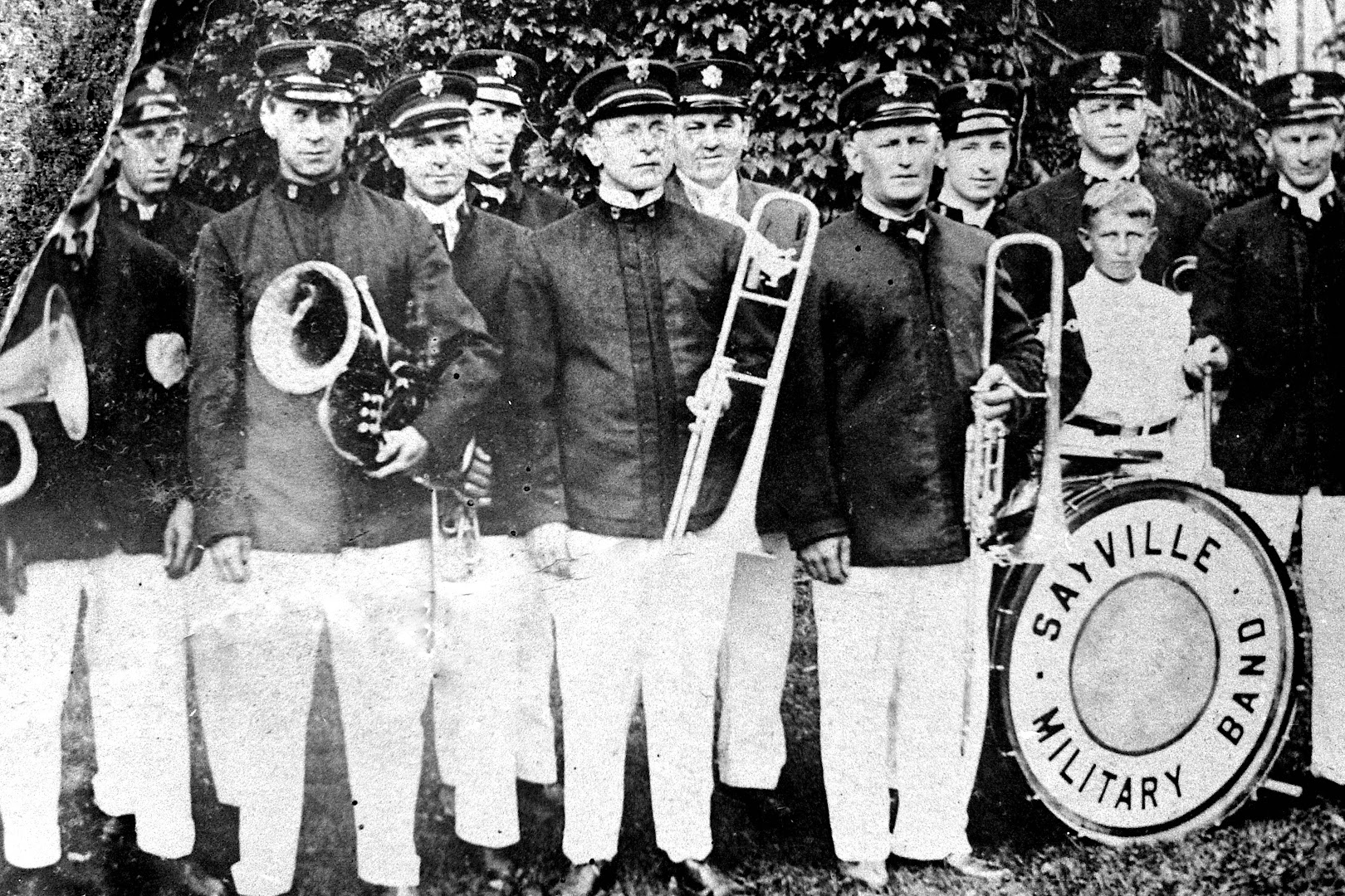 Sayville History Splash; Courtesy of Mr. John Jett of Patchogue, here is an undated photo of the Sayville Military Band. Perhaps some alumni appear in this picture? Sayville History Splash; Courtesy of Mr. John Jett of Patchogue, here is an undated photo of the Sayville Military Band. Perhaps some alumni appear in this picture?