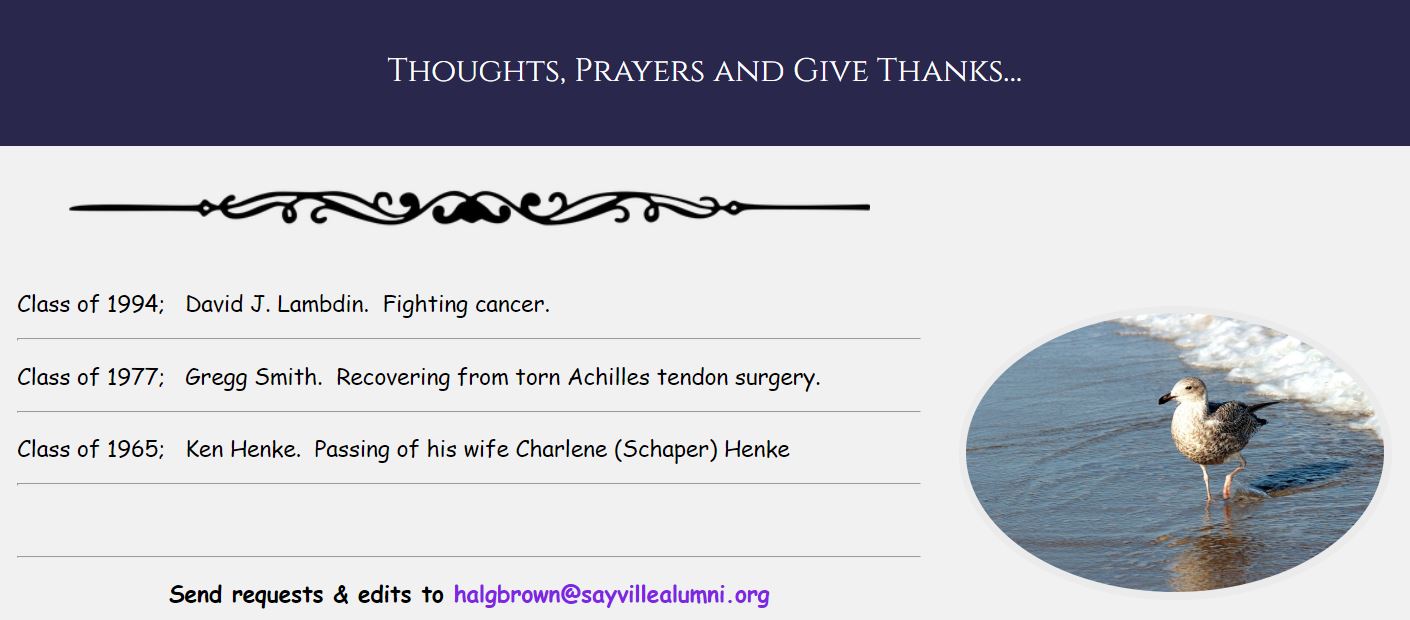 New feature; Thoughts, Prayers and Give Thanks… New feature; Thoughts, Prayers and Give Thanks…