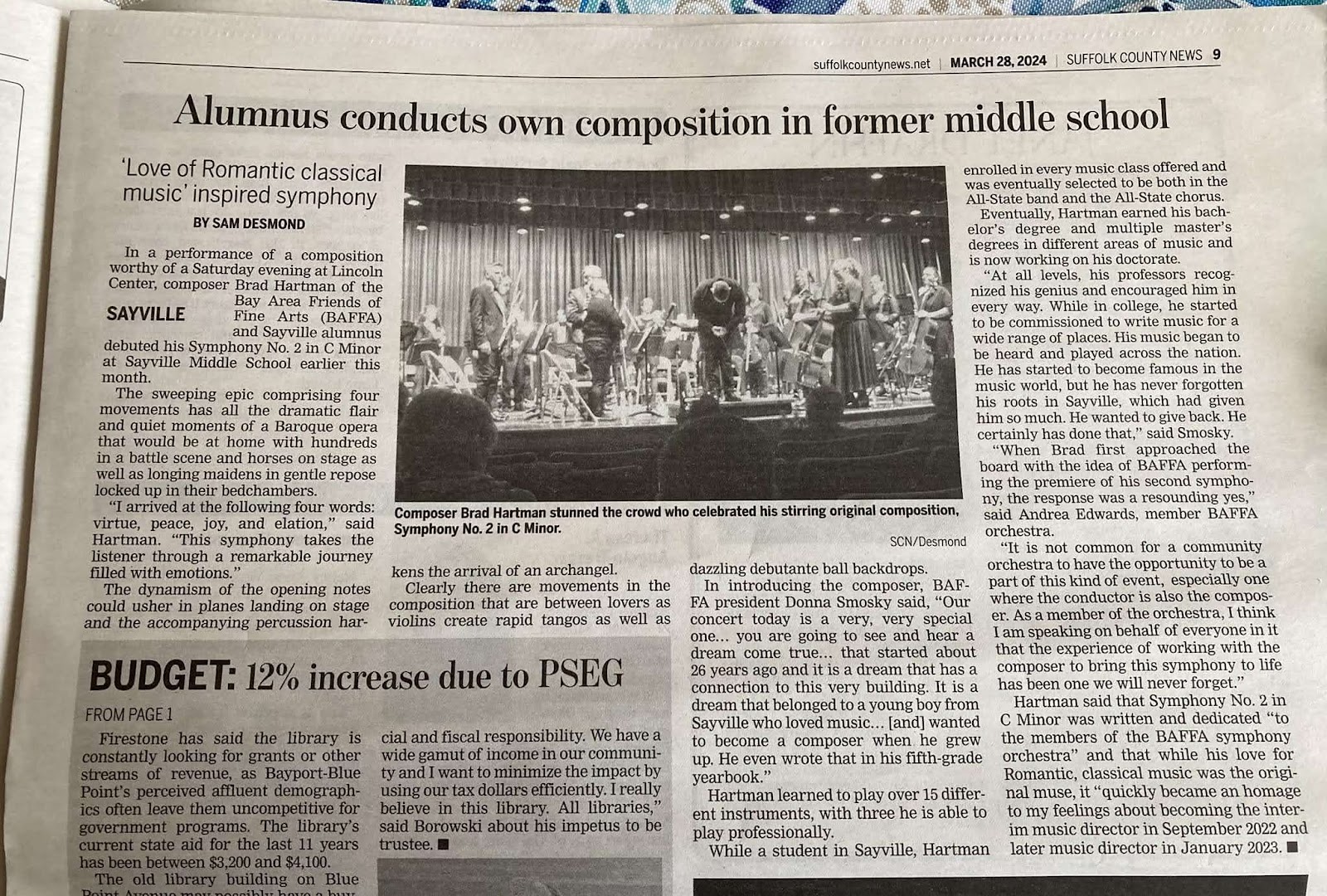In yesterday’s Suffolk County News: An Alumnus of Sayville conducts his own symphony at the Sayville Middle School where he once walked the halls and learned his love of music! Congratulations to Brad Hartman! ( SHS 2004 )?? In yesterday’s Suffolk County News: An Alumnus of Sayville conducts his own symphony at the Sayville Middle School where he once walked the halls and learned his love of music! Congratulations to Brad Hartman! ( SHS 2004 )??