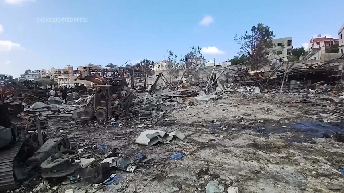 Locals examine website the place Israeli strikes hit tools meant for reconstruction in south Lebanon Locals examine website the place Israeli strikes hit tools meant for reconstruction in south Lebanon