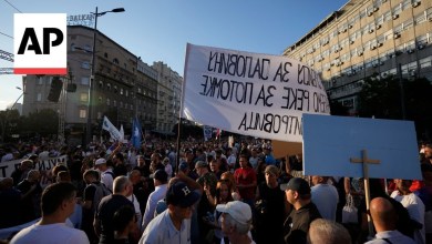 Tens of thousands protest in Belgrade against proposed Tens of thousands protest in Belgrade against proposed