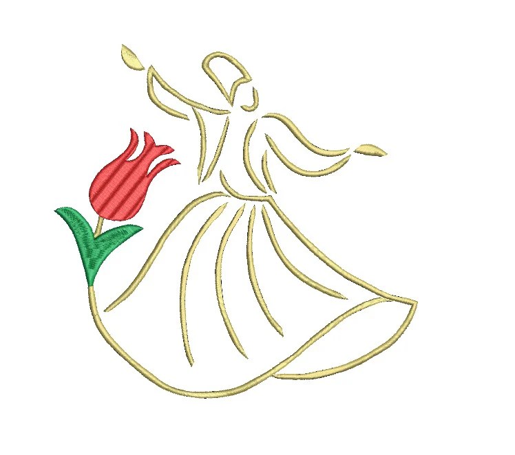 Floral Rumi (Mevlana) Machine Embroidery Design Floral Rumi (Mevlana) Machine Embroidery Design