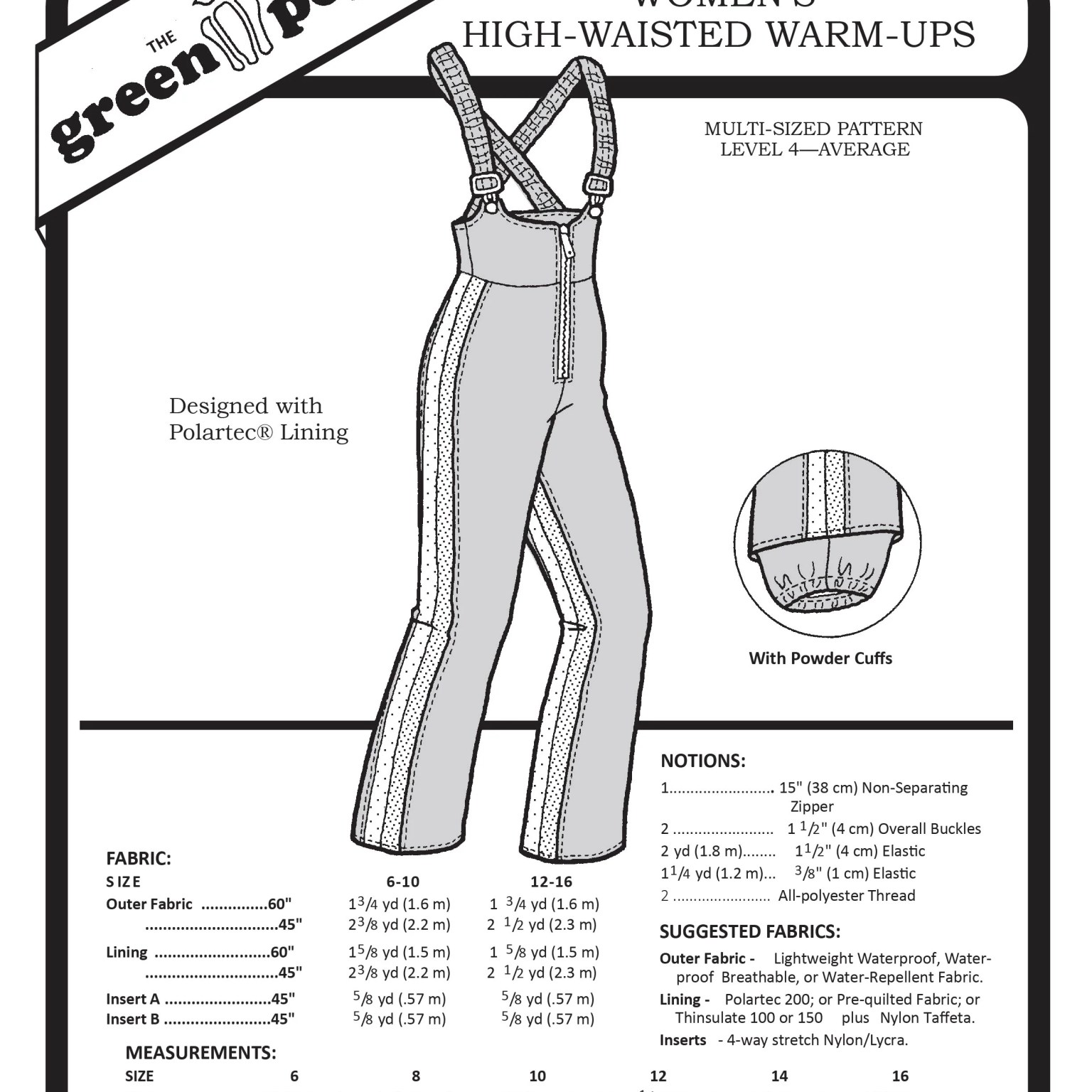 103 – Women's High Waisted Warm-up Pattern