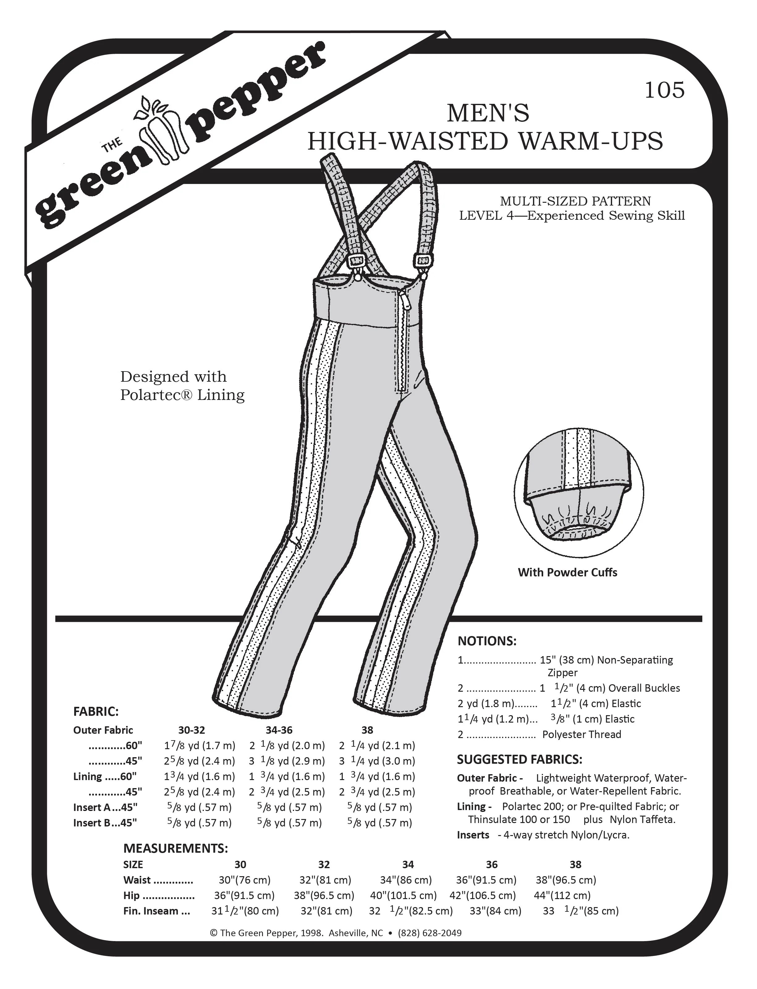 105 – Men’s High Waisted Warm-up Pattern 105 – Men’s High Waisted Warm-up Pattern