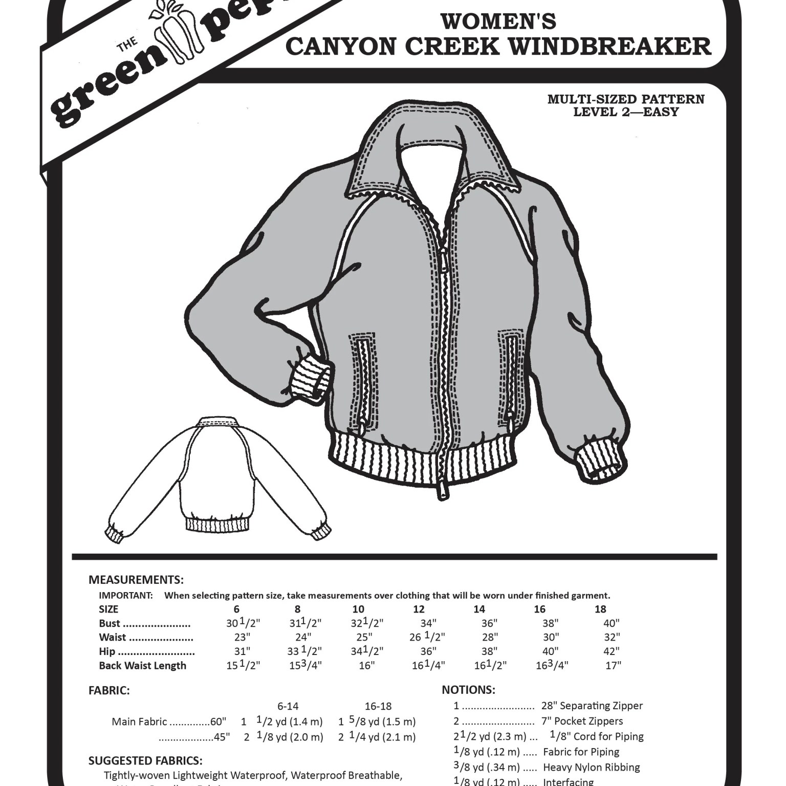 119 – Women's Canyon Creek Windbreaker Pattern