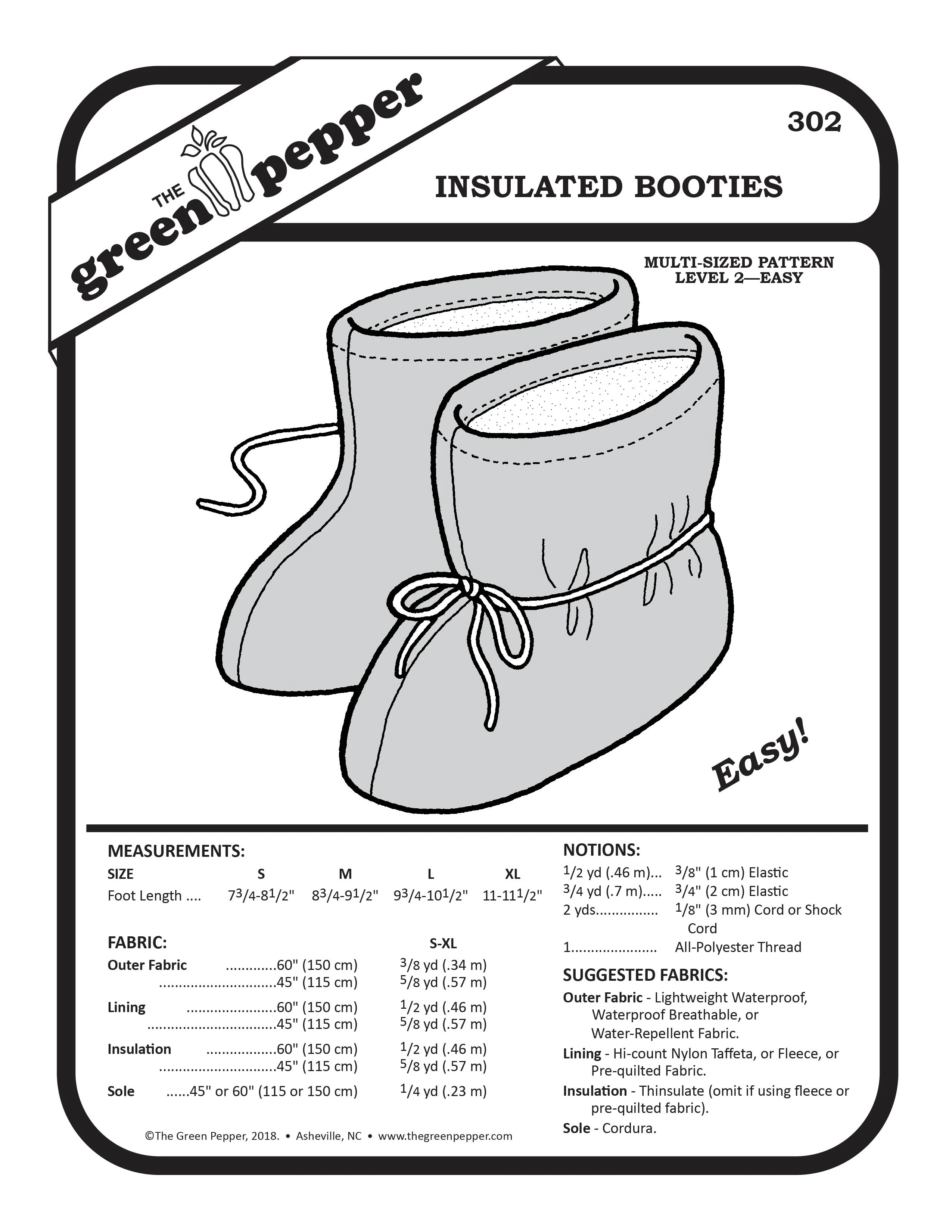 302 – Adult’s Insulated Booties Pattern 302 – Adult’s Insulated Booties Pattern