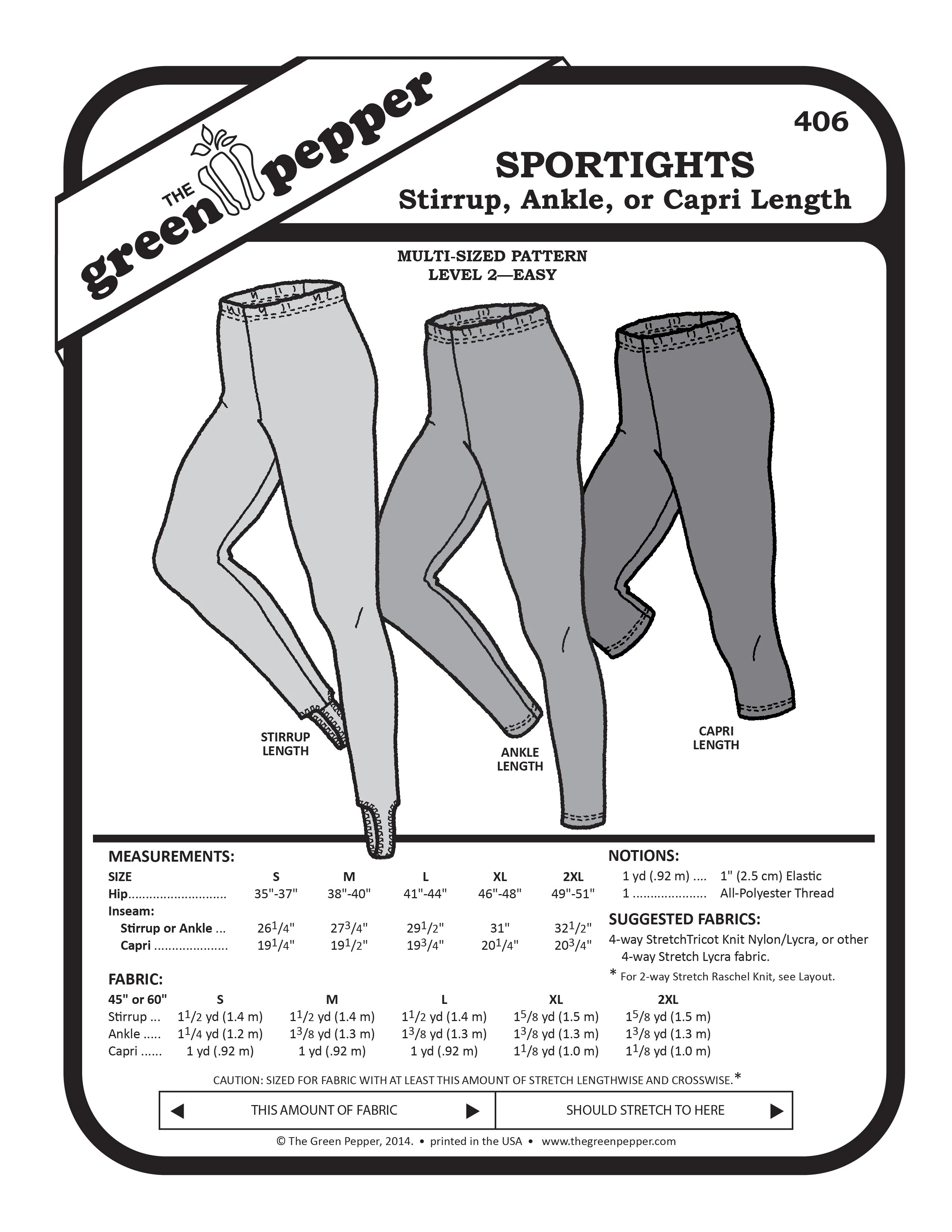 406 – Adult's Sport Tights Pattern