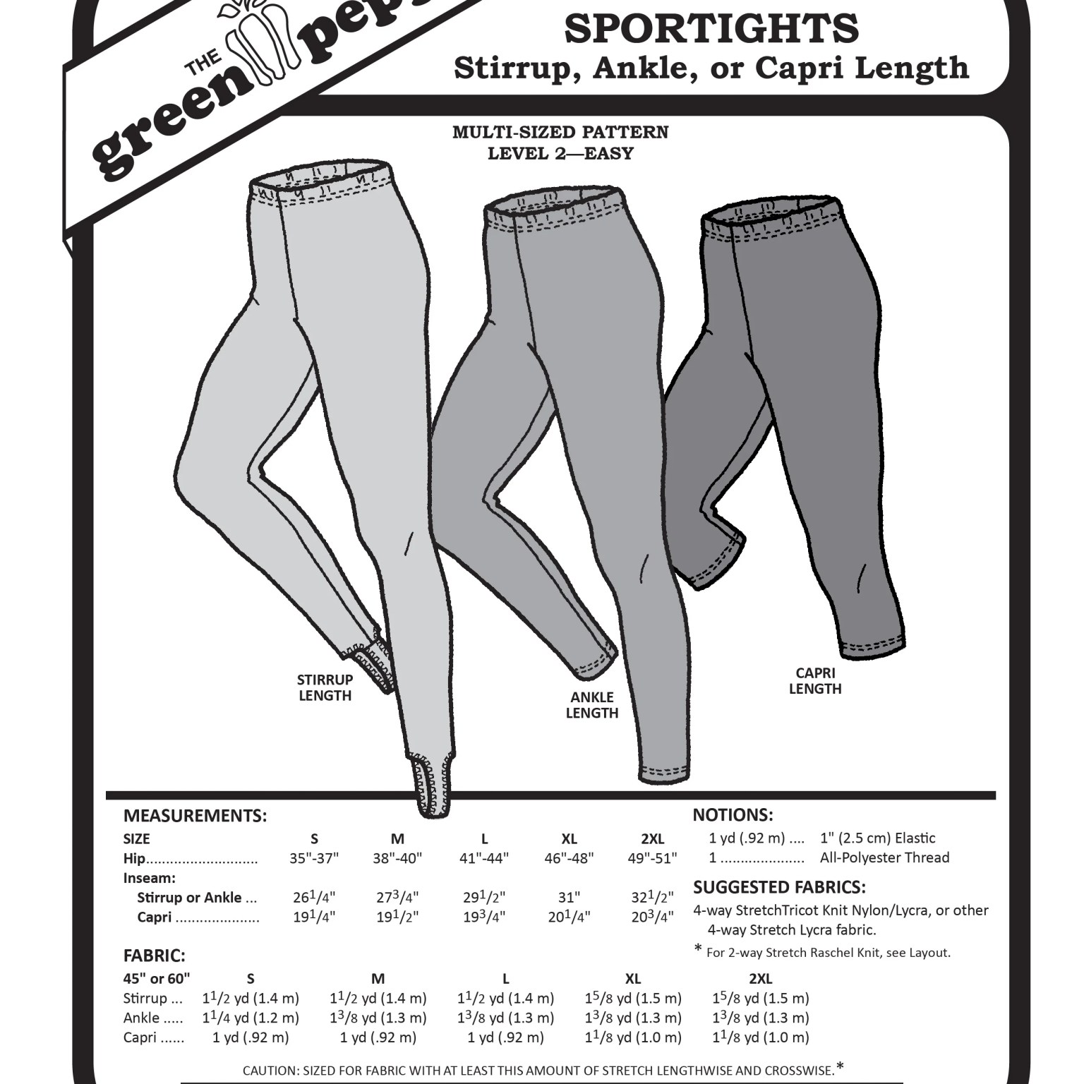 406 – Adult's Sport Tights Pattern