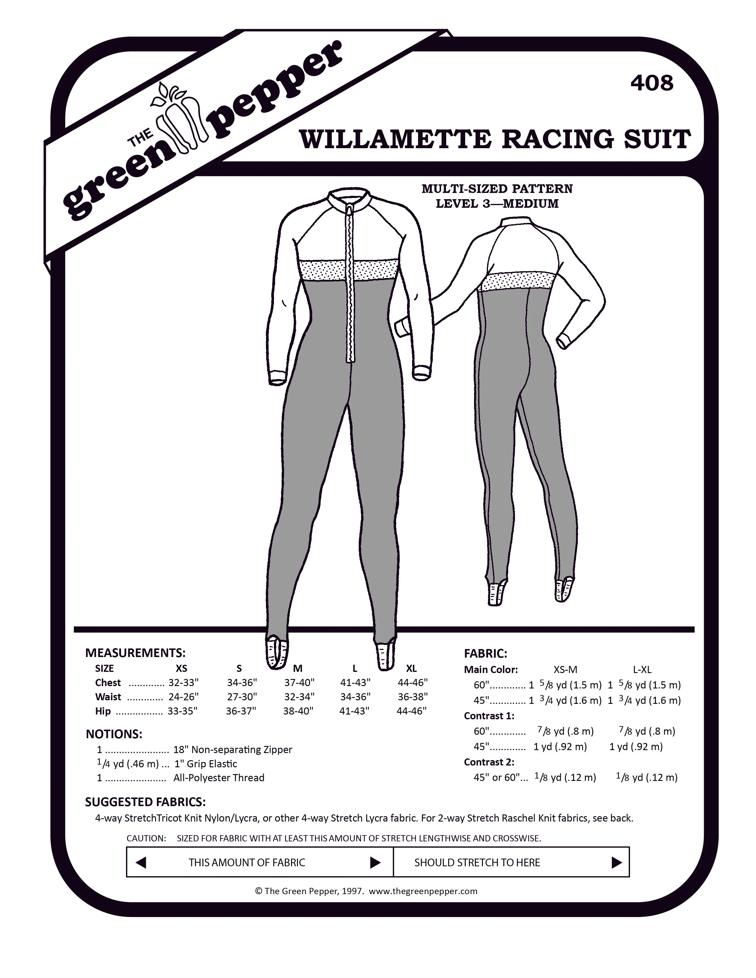 408 – Adult's Willamette Racing Suit Pattern