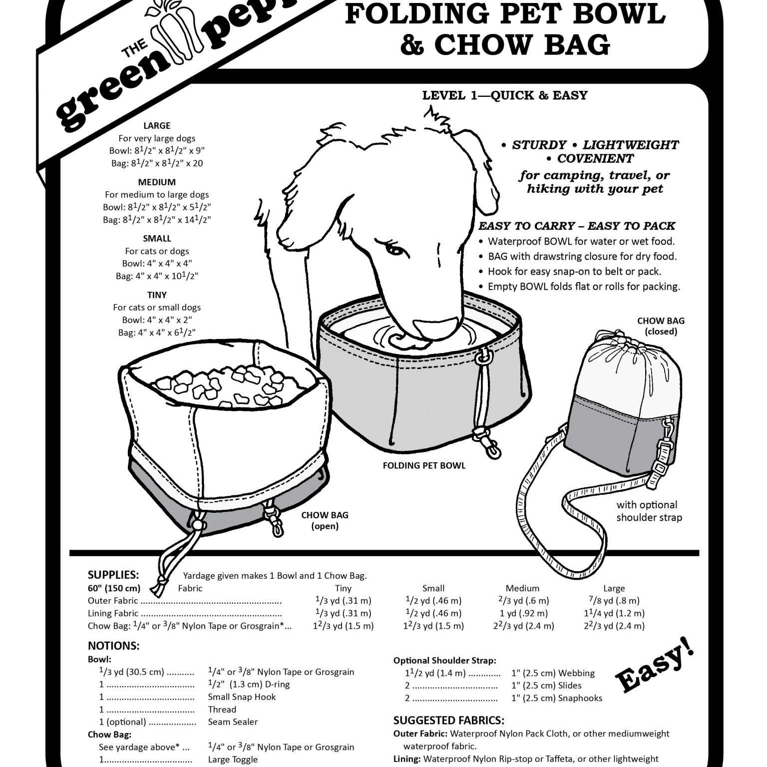 558 – Folding Pet Bowl & Chow Bag Pattern