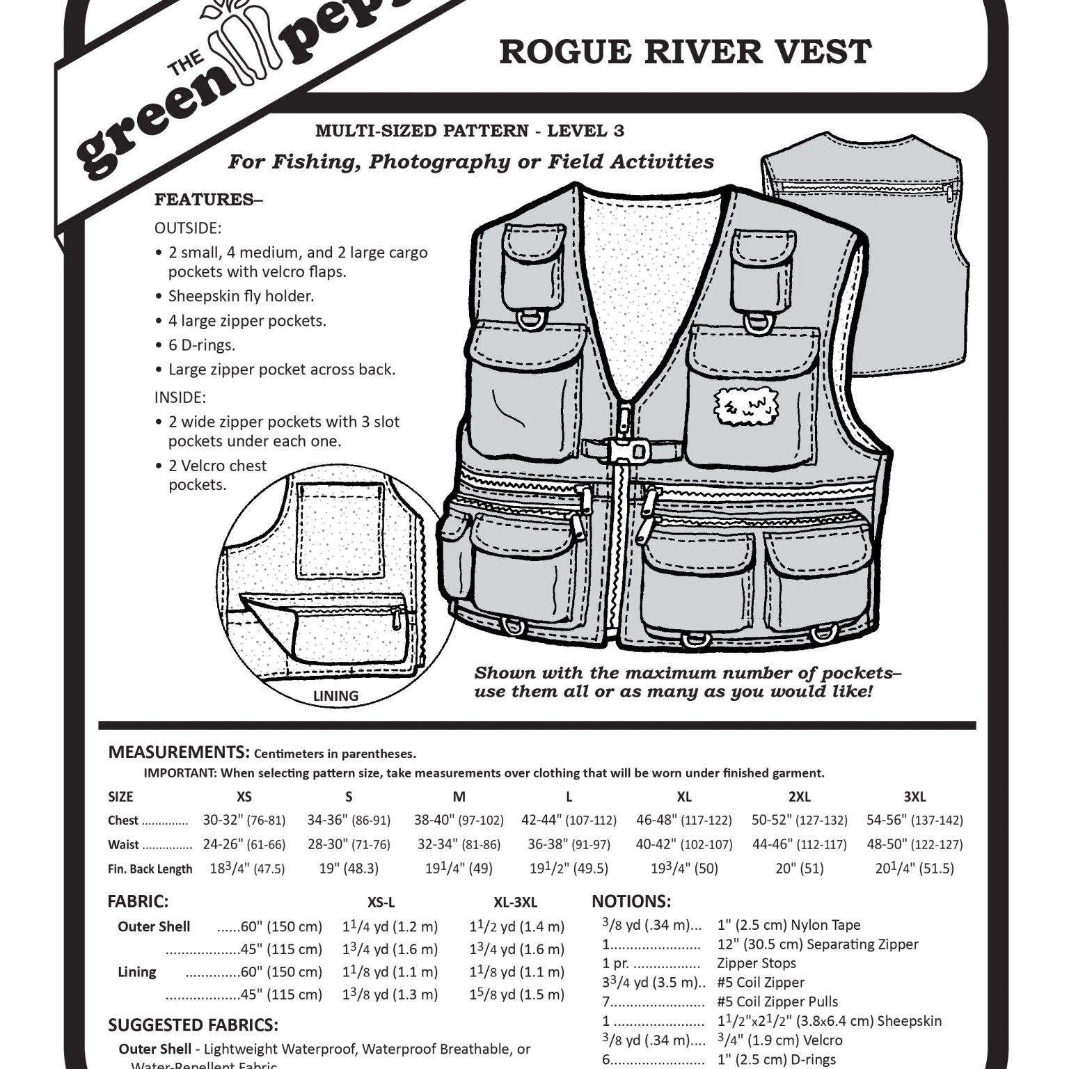 502 – Adult's Rogue River Fishing Vest Pattern