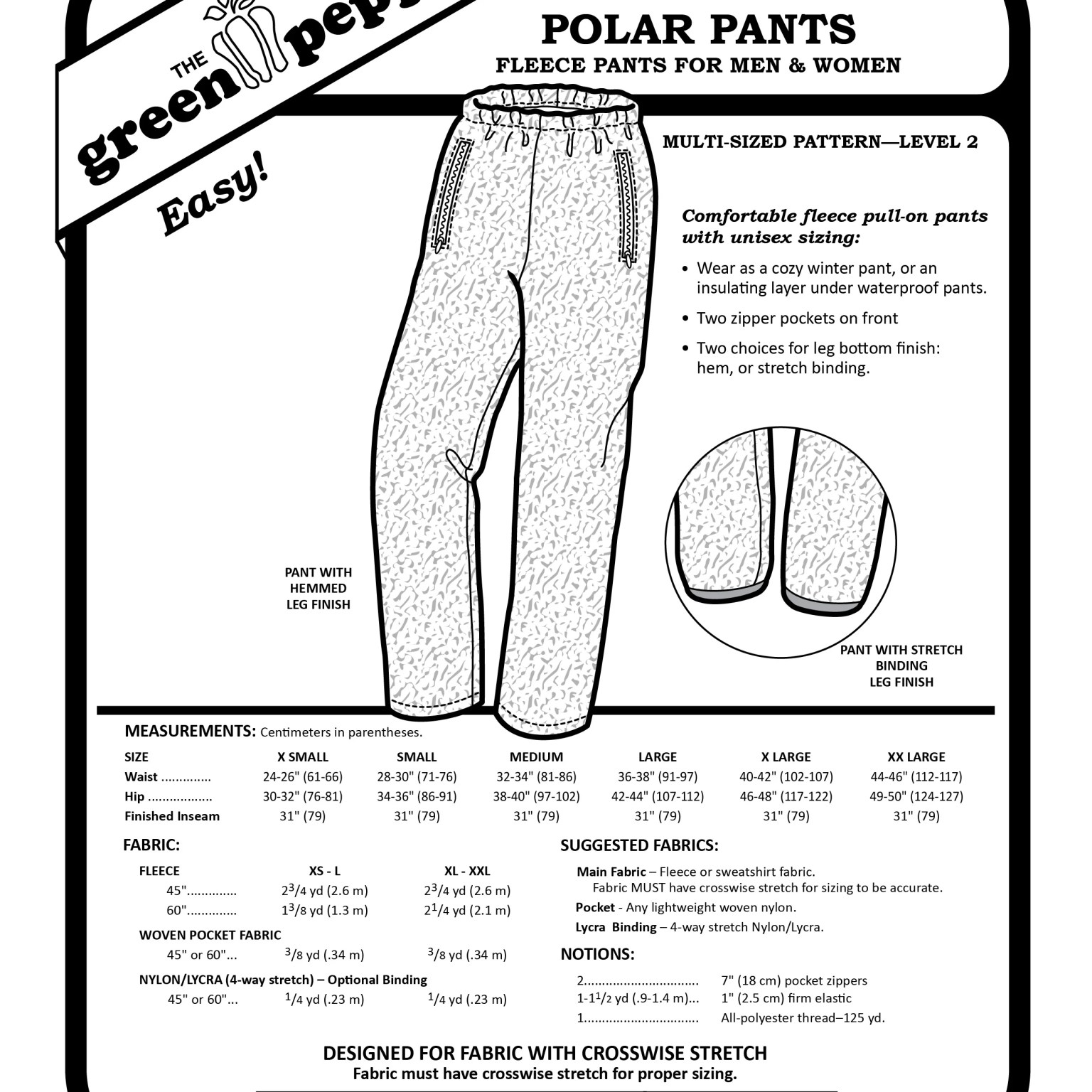 505 – Adult's Polar Pants Pattern